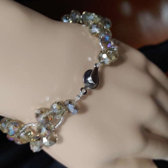 Vintage Teng Yue Borealis Crystal Glass Bracelet Signed - Picture 4 of 5